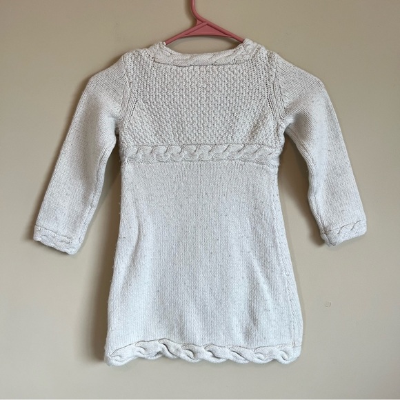 Hanna Andersson Knit Sweater Dress - Cream/Floral Detail - Size 6-7 Girls - GUC - Picture 4 of 5